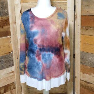 Women's Cactus + Pearl Tie Dye Thermal Long Sleeve Top Size L. Like New. EUC.